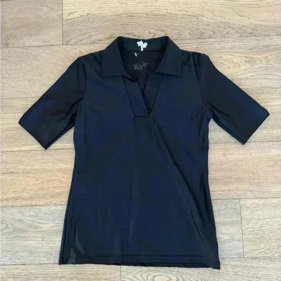 Tzu Tzu Womens Short Sleeve Polo Black Small - Picture 1 of 5